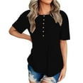 thumbnail image 3 of Womens Henley Shirt, Short Sleeve Shirts for Women Summer Casual Loose Fit Solid Color Button Up T-Shirts Tops, 3 of 6