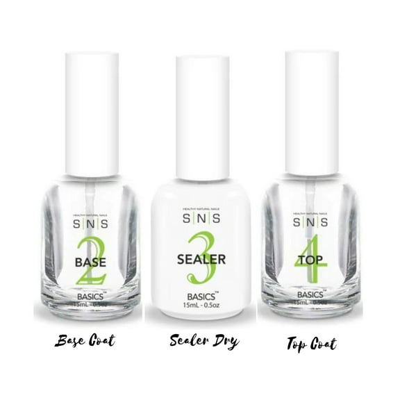 SNS Basics Bases&Sealers - Base Coat ( #2 ) , Sealer Dry ( #3 ) & Top Coat ( #4 )- COMBO PACK 0.5 oz each