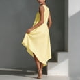 thumbnail image 4 of Smsaxvxz Summer Dresses for Women Fashion Solid Crew Neck Sleeveless Flowy Hem Casual Loose Beach Vacation Sundress Yellow M, 4 of 6