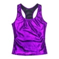 thumbnail image 5 of renvena Women's Shiny Metallic Camisole Crop Top Holographic Vest Rave Party Clubwear Purple S, 5 of 7