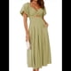 thumbnail image 1 of Vestido Bohemio de Verano para Mujer, con Escote en V, Corta, Corte A y Bolsillo. Verde L, 1 of 10