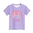 thumbnail image 4 of ITSAME Girls T-Shirt, Short Sleeve Mother's Day Print Crewneck Fashion Casual Tops for Kids Purple Size 12-13T, 4 of 5