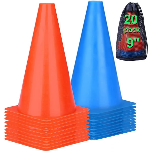 9 Inch Plastic Training Traffic Cones, Sport Cones, Agility Field Marker  Cones for Soccer Basketball Football Drills Training, Outdoor Activity or