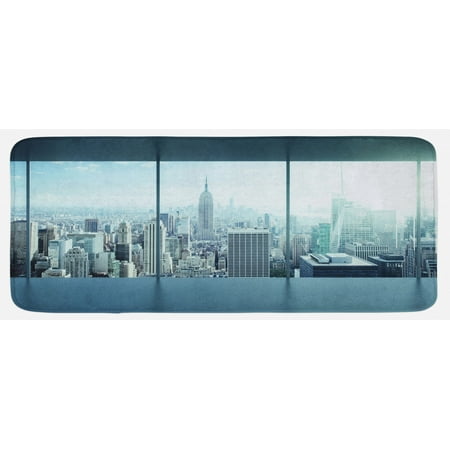 

New York Kitchen Mat Aerial View of a Big Crowded Modern City from the Office New York Buildings Urban Plush Decorative Kitchen Mat with Non Slip Backing 47 X 19 Sky Blue by Ambesonne