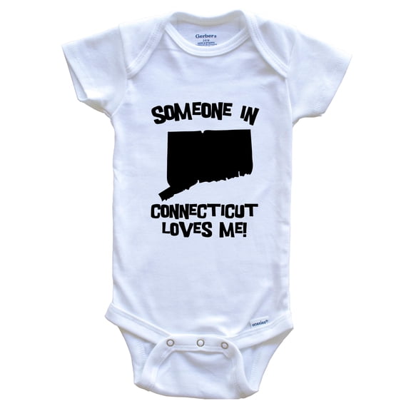 Someone In Connecticut Loves Me State Silhouette Cute Baby Bodysuit - One Piece Baby Bodysuit, 0-3 Months White