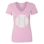 Inktastic Distressed Baseball in White Women's V-Neck T-Shirt