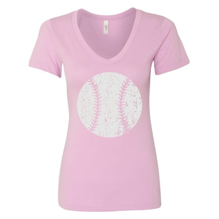 Inktastic Distressed Baseball in White Women's V-Neck T-Shirt