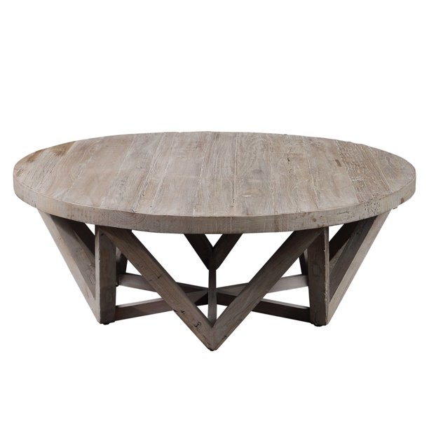 48 Khaki Brown Contemporary Round Coffee Table Walmart Com Walmart Com