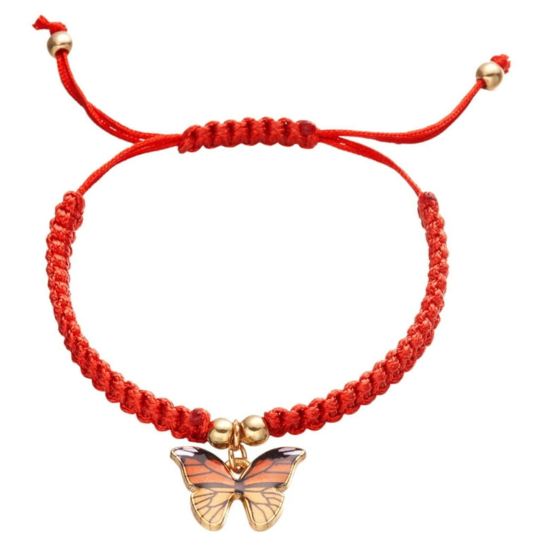 Ankle Bracelets for Women Hand Woven Butterfly Pendant Bracelet