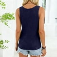 thumbnail image 7 of Women's Fashion Solid Color V-Neck Sleeveless Button Front Knitted Tank Top for Casual and Layered Outfits,Navy,S, 7 of 7