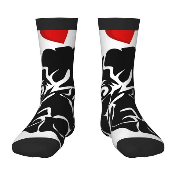 Naloa Red Heart And Puppy Of Bulldog Kids Socks Unisex Kids and Toddlers' Crew Socks, ,1 Pairs