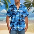 thumbnail image 2 of Cllios Men's Hawaiian Shirt Summer Tropical Graphic Beach Tops Regular Fit Cuban Collared Short Sleeve T-shirts Cotton Button Down Bowling Shirts S-5XL, 2 of 6