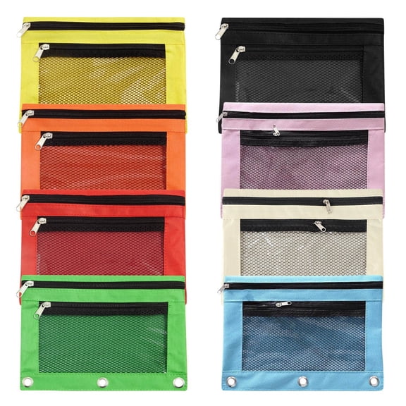 Mesh Zippered Pencil Pouch for School, Clear Window Pencil Case Organizer, Zippered Pencil Holder for Classroom.