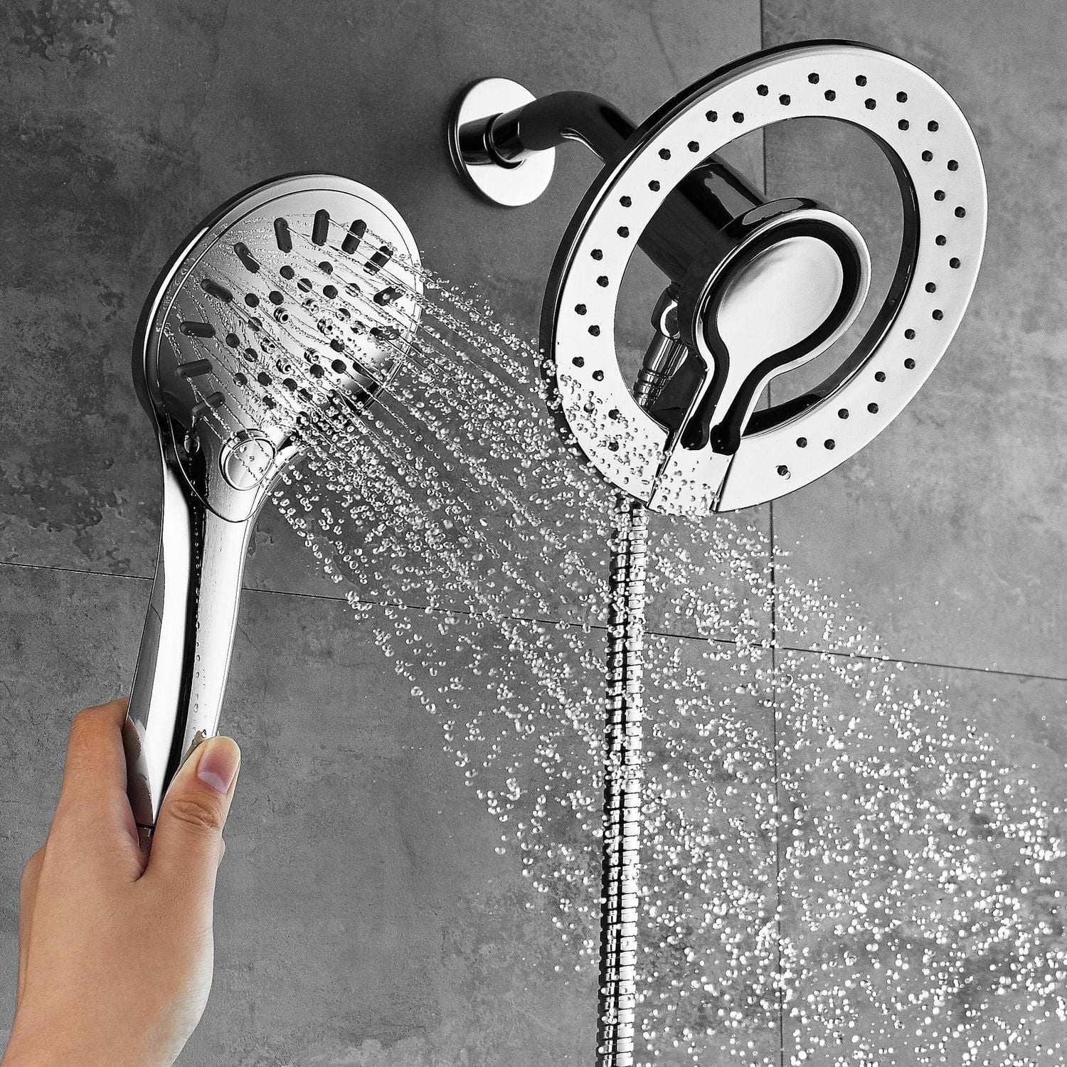 The akuaplus® - Magnetic 6-Settings Hand Shower push button.