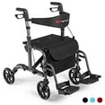 thumbnail image 1 of Goplus Folding Medical Rollator Walker Aluminum Transport Chair Adjustable Handle Black, 1 of 10