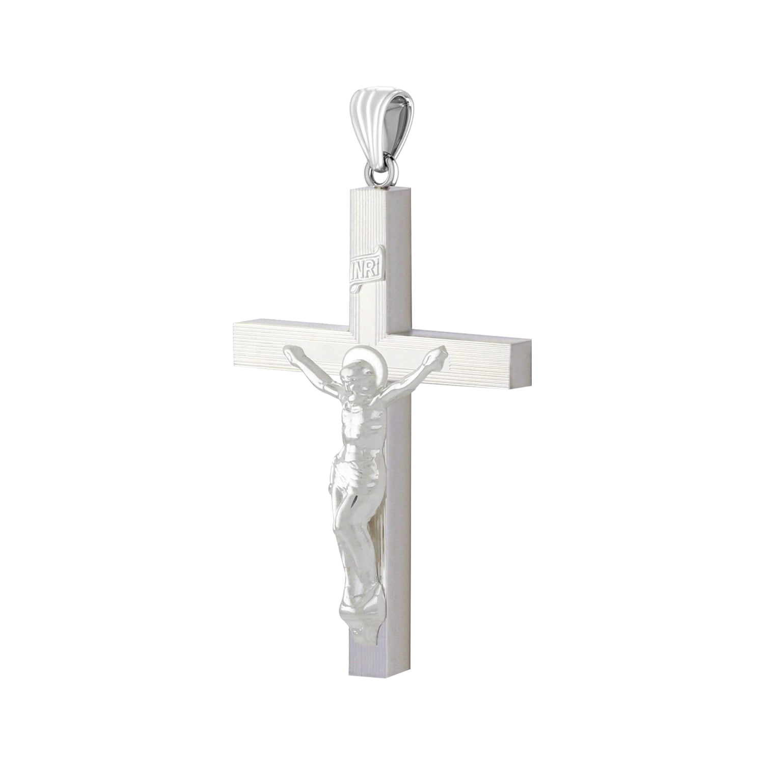 925 Sterling Silver Religious Charm Pendant Crucifix Textured and HP