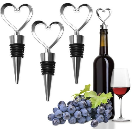 

3 Metal Heart-shaped Bottle Stoppers For Wine Champagne Beer (silver)
