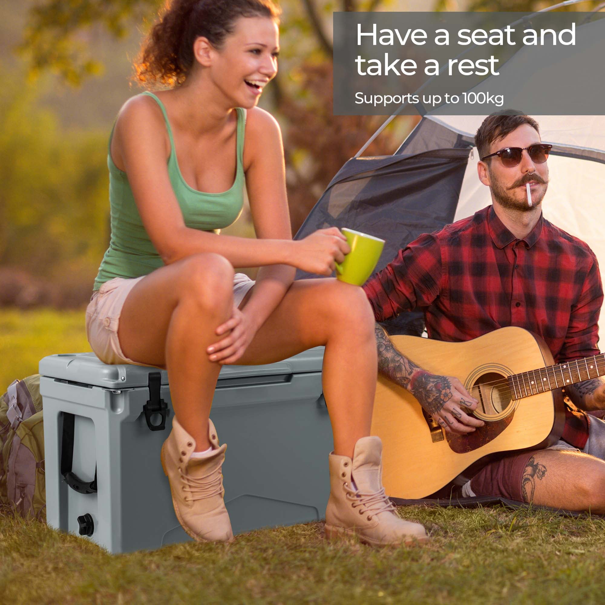 Costway 50 QT Rotomolded Cooler Portable Ice Chest Ice Retention for 5-7 Days Charcoal