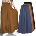 thumbnail image 3 of Pantalones de mujer Irfora Pantalones de piernas anchas de verano para mujer, pantalones largos sólidos con cintura elástica, pantalones casuales transpirables para vacaciones, caqui XL Irfora Pantalones de mujer, 3 of 5