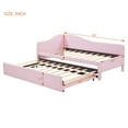 thumbnail image 2 of Harper & Bright Designs Twin Size L Shaped Platform Bed with Pop Up Trundle, Wood Upholstered Corner Bed Frame for Bedroom, Pink, 2 of 16