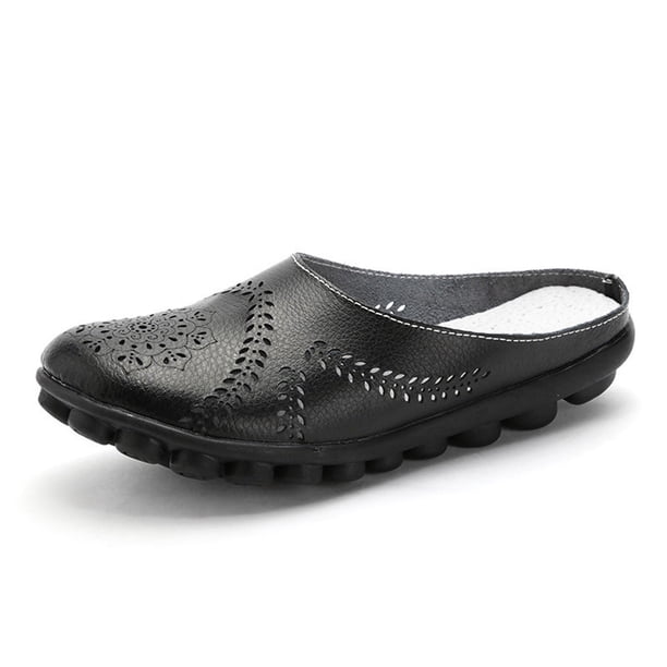 Zapatos de mujer Color sólido Retro ahuecado tallado tacón plano moda cómodas sandalias casuales zapatillas Wmkox8yii hj789