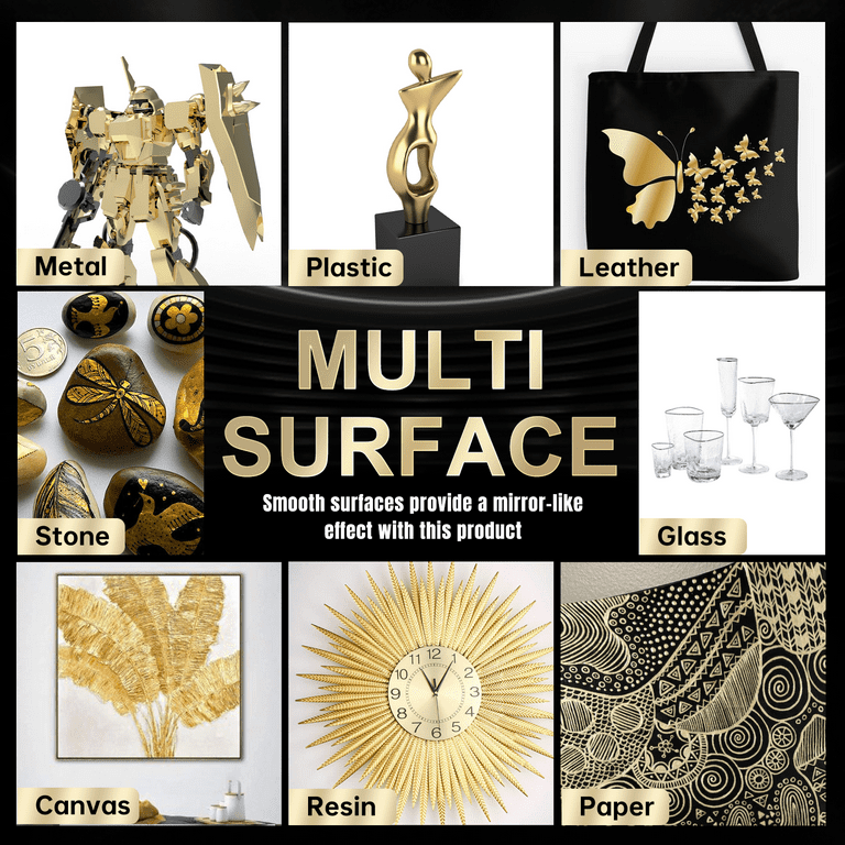 COORIART Chrome Gold Markers, Metallic Gold Paint Pens for Metal