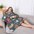 thumbnail image 5 of Oversized Wearable Blanket Hoodie,Blue Baseball Stadium Pattern Sherpa Blanket Hoodie with Super Pockets,Super Warm Fuzzy Pullover for Women & Men, 5 of 6