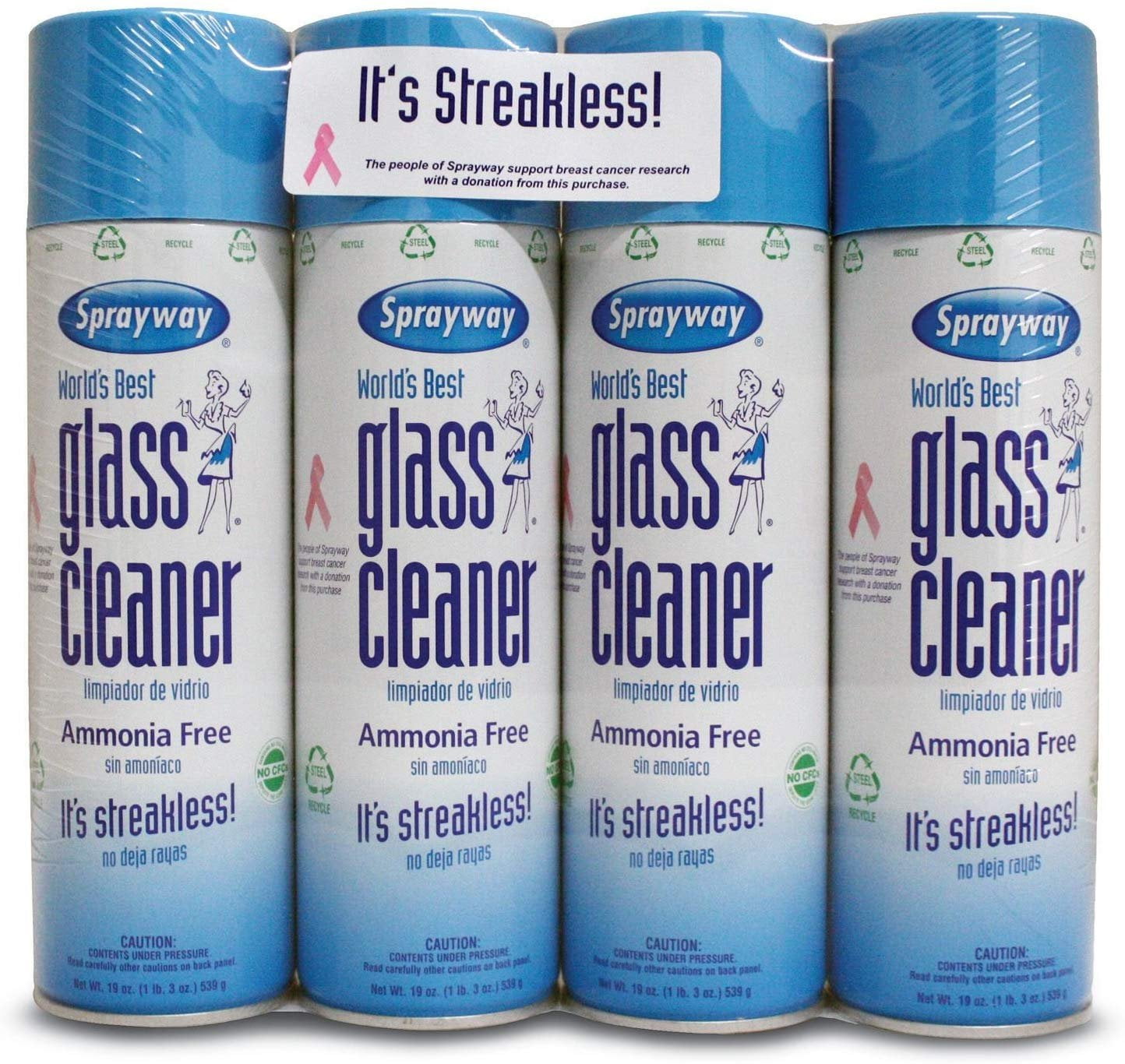 Sprayway 443331 Ammonia Free Glass Cleaner, 19 Oz 12 Pack