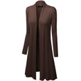 thumbnail image 5 of Made by Johnny Women's Solid Long Sleeve Open Front Long Cardigan L BROWN, 5 of 6
