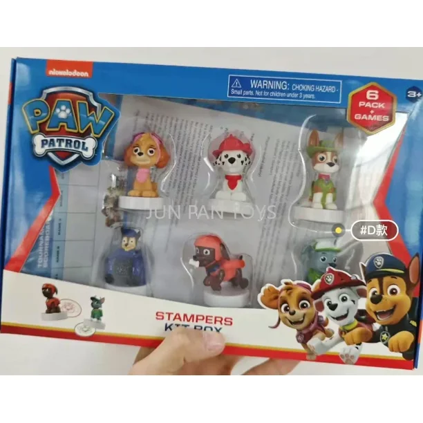 Kit de 6 sellos de metal auténtico de la película PAW Patrol The Mighty, figura de acción clásica de Rocky Skye, modelo de dibujos animados, juguete coleccionable para niños