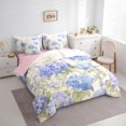 thumbnail image 2 of Manfei Chic Hydrangea Flower Twin Bedding, Garden Floral Bedding Comforter Set, Baby Blue Cream Green 7 Pieces, 2 of 6