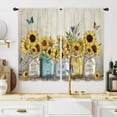 thumbnail image 2 of Rustic Farmhouse Sunflower Kitchen Window Curtains 2 Panels 27.5W x 39H Rod Pocket Quotes Inspirational Motivational Positive Vintage Small Short Door Decor Laundry Drapery Treatment, 2 of 6