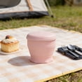 thumbnail image 1 of Vaso plegable de silicona de viaje de 180 ml, vaso portátil plegable de agua con tapa y cuerda colgante para acampada, senderismo, bebidas calientes y frías al aire libre, 1 of 7