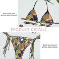 thumbnail image 3 of Traje de baño estampado floral para mujer Conjunto de bikini atrevido de corte alto con cordón anudado y aros, 3 of 5