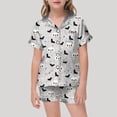 thumbnail image 2 of SJLDQY Halloween Satin Pajamas for Girls Button Down Short Sleeve Shirts Shorts 2 Piece Hallowmas Pj Sets Silk Sleepwear Soft Comfy Loungewear, 2 of 4