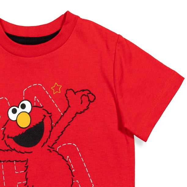 Sesame Street Elmo Cookie Monster Oscar the Grouch Big Bird Toddler Boys Pack T-Shirts Gray/Red 3T - Walmart.com