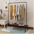 thumbnail image 2 of Metal Garment Rack Heavy Duty Clothes Stand Rack with Top Rod and Lower Storage Shelf Industrial Clothes Rack for Indoor Bedroom - Black, 2 of 5