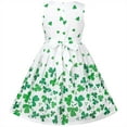 thumbnail image 2 of Vestido para Niña Verde con Trébol Estampado, Vestido Veraniego de Festival de San Patricio sin Mangas, 11-12 Años, 2 of 7