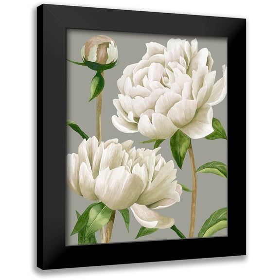 Popp, Grace 12x14 Black Modern Framed Museum Art Print Titled - White Peonies I