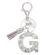 thumbnail image 1 of Llave de letra inicial Uxcell con borlas y perlas, llavero de letra alfabética G con strass y anillo para llaves para bolso, carteras, llaves de coche, taza, plata, 1 of 7
