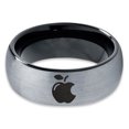 thumbnail image 2 of Tungsten Sweet Apple Bitten Band Ring 8mm Men Women Comfort Fit Black Dome Brushed Gray Polished, 2 of 4