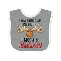 Inktastic I Love Butter Tarts and Poutine I Moose Be Canadian Pun Boys or Girls Baby Bib