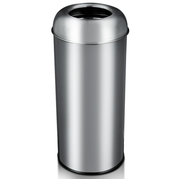65L/17 Gallon Tall Commercial Trash Can, Outdoor Trash Bin with Open Top Lid, Large Capacity Stainless Steel Garbage Can, Durable Metal Garbage Bin for Home, Office, Restaurant
