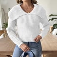 thumbnail image 6 of Amidoa Long Sleeve Sweaters for Women Crop White Crochet Winter Solid Collared Sweaters Womens Cardigan Sweaters M, 6 of 6