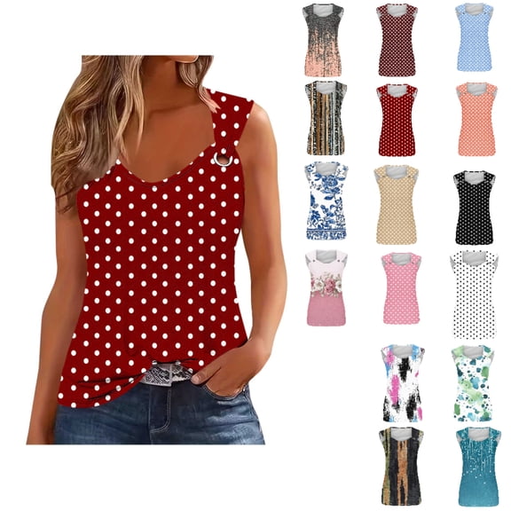 Snorda Women's Casual Loose Metal Buckle Strap Tank Tops, Sleeveless Cami Tops for Summer Outfits, Comfortable Daily Stylish Matching and Relaxed Outdoor Leisure Activities