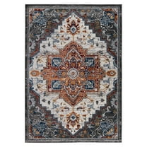 Luxee Designs Alexandria Collection 8x10 Area Rug, Medallion Rugs for Living Room, Bedroom, Kitchen, Office, Pet Friendly, Low Pile, High Traffic Area, Stain Resistance - Gray/Red