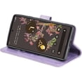 thumbnail image 3 of Case for Google Pixel 6 Pro, Premium Leather Flip Wallet Case with Card Slots Holder Kickstand Hand Strap Mandala Half Flower Design Embossed Shockproof Cover Case - Purple, 3 of 6