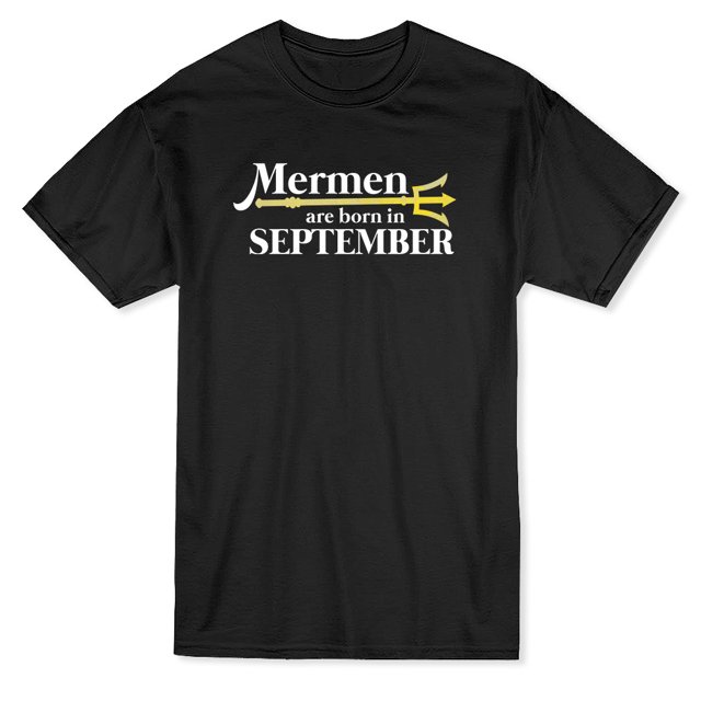 Mermen Born In September Cool And Trendy Birthday Men's Black T-shirt