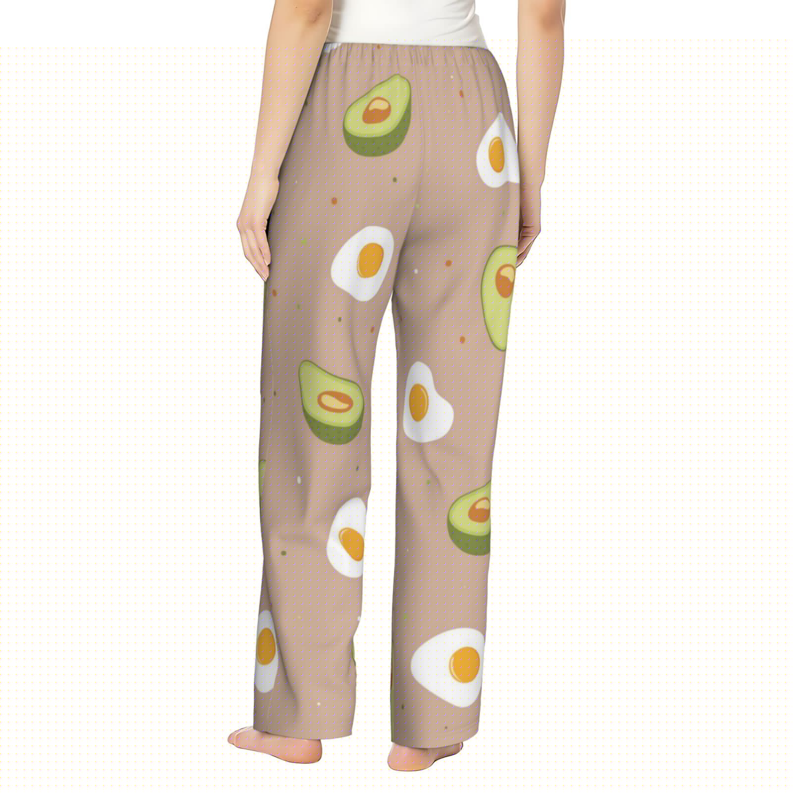 thumbnail image 3 of Sigee Egg and Avocado Print Women's Soft Pajama Pants - Breathable and Comfortable Lounge Sleep Bottoms with Elastic Waistband and Pockets-Large, 3 of 9