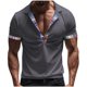 thumbnail image 1 of Blusa y camisa de manga corta con cuello vuelto para hombre, informal, de verano, de poliéster, con cuello vuelto y retazos., 1 of 6